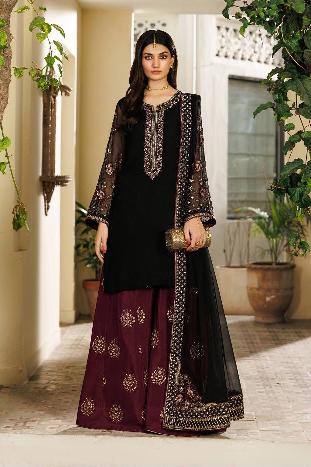 Iznik Premium Chiffon 3PC Suit - Heavy Adda Work Embroidered Formal Ensemble