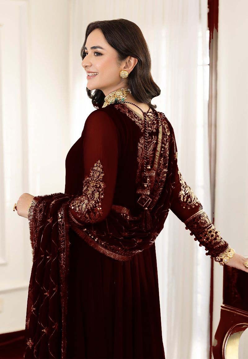 Asim Jofa Luxury Chiffon Frock 3PC Frock in Two Different Colours- Heavy Sequence Embroidered Ensemble