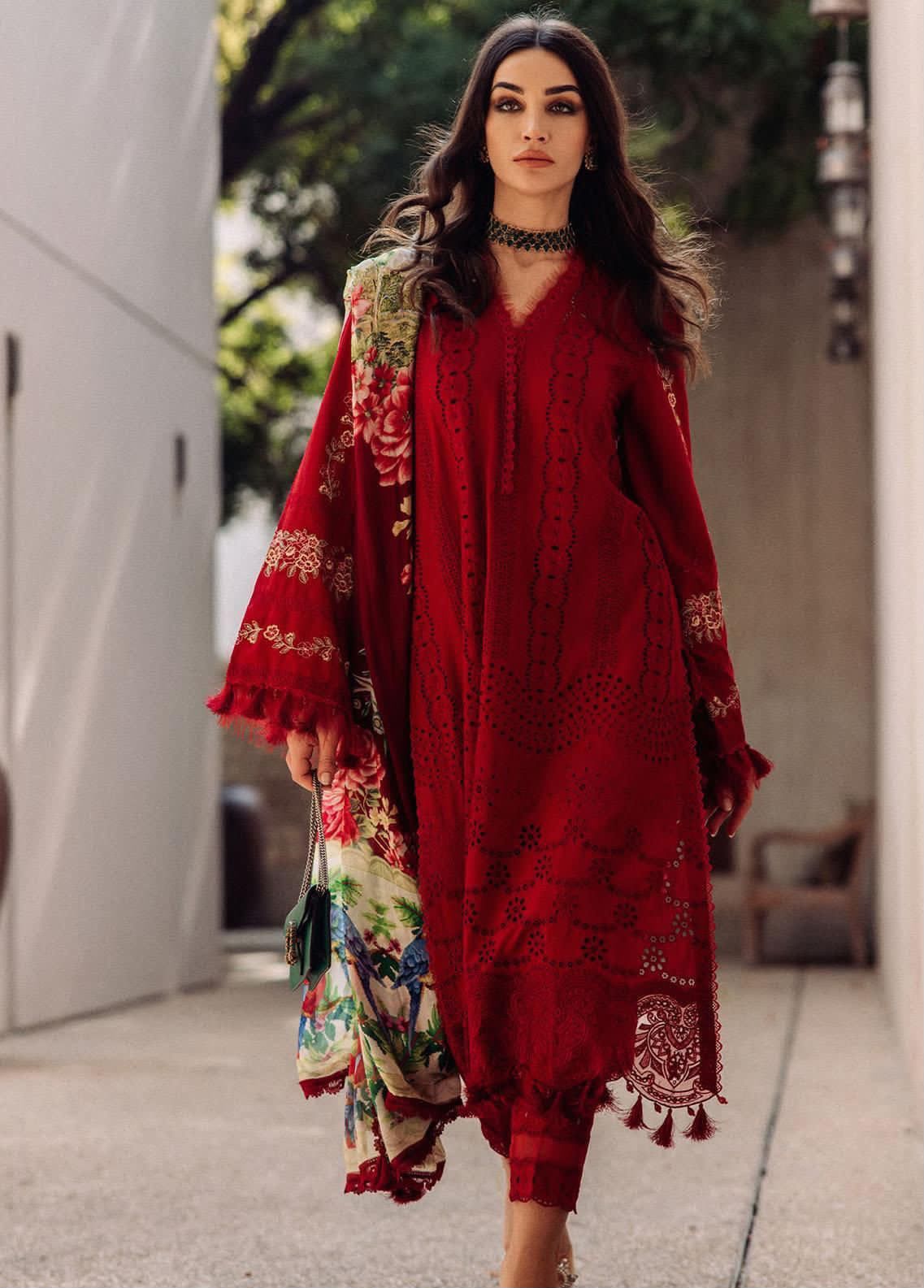 3PIECE Luxury Embroidered Chikenkari Collection with Silk Dupatta