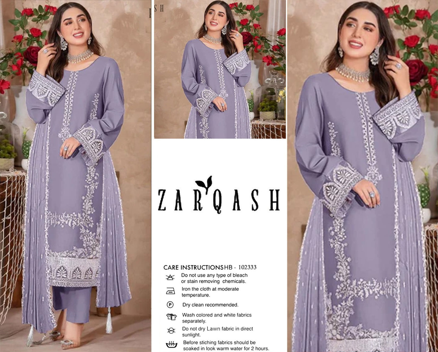 3PIECE Embroidered Summer Suit