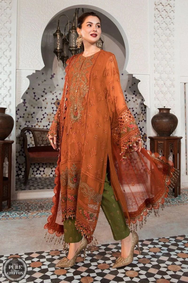 Maria B Luxury Chiffon 3PC Suit - Heavy Sequence Embroidered Ensemble