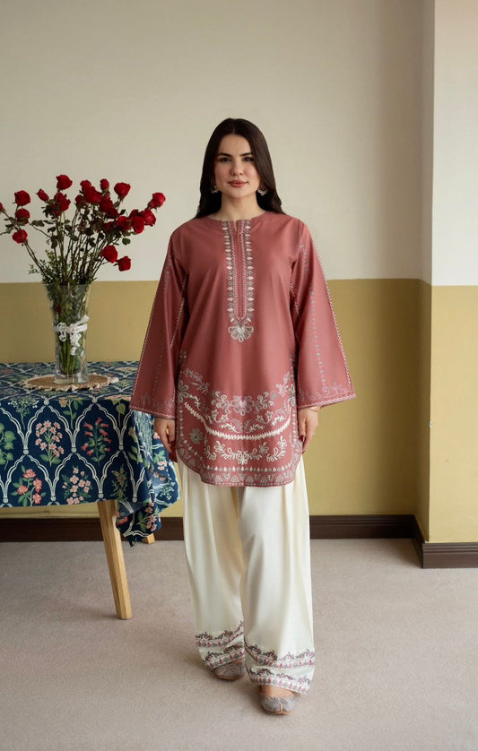 2PC Embroidered Summer Suit