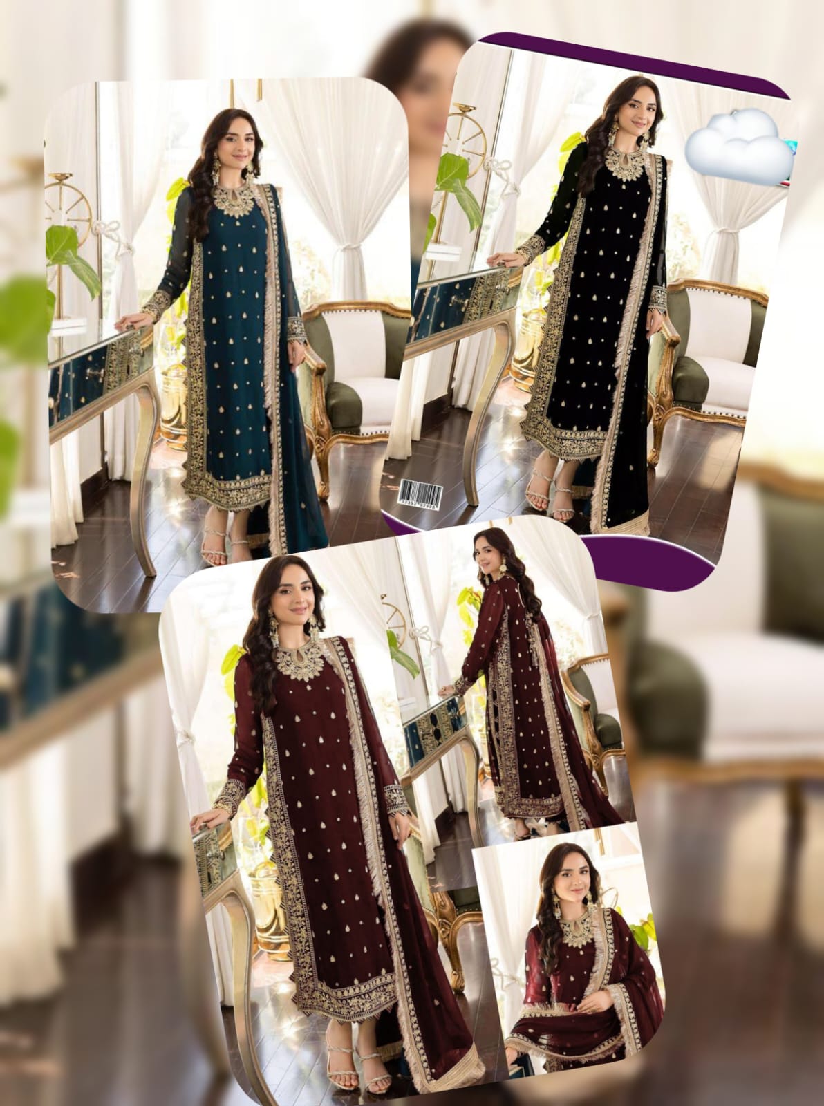 Asim Jofa Premium Chiffon Ensemble - Heavy Embroidered 3PC Luxury Suit in three Different colours