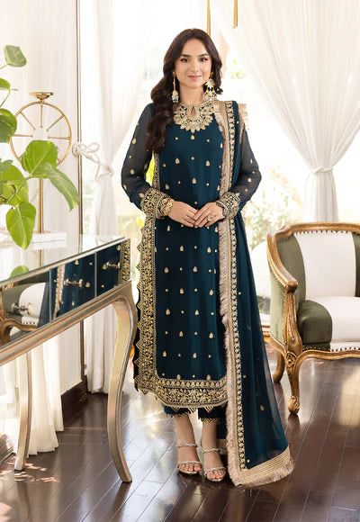 Asim Jofa Premium Chiffon Ensemble - Heavy Embroidered 3PC Luxury Suit in three Different colours