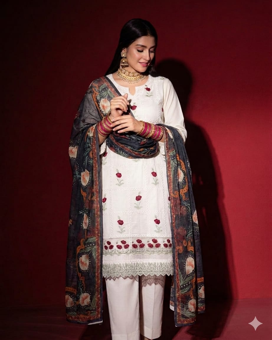 3PIECE Embroidered Summer Chikenkari Collection
