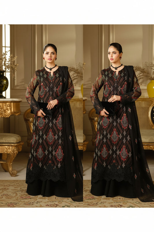 Bareezé Luxury Embroidered 3-Piece Summer Suit - Signature Edit