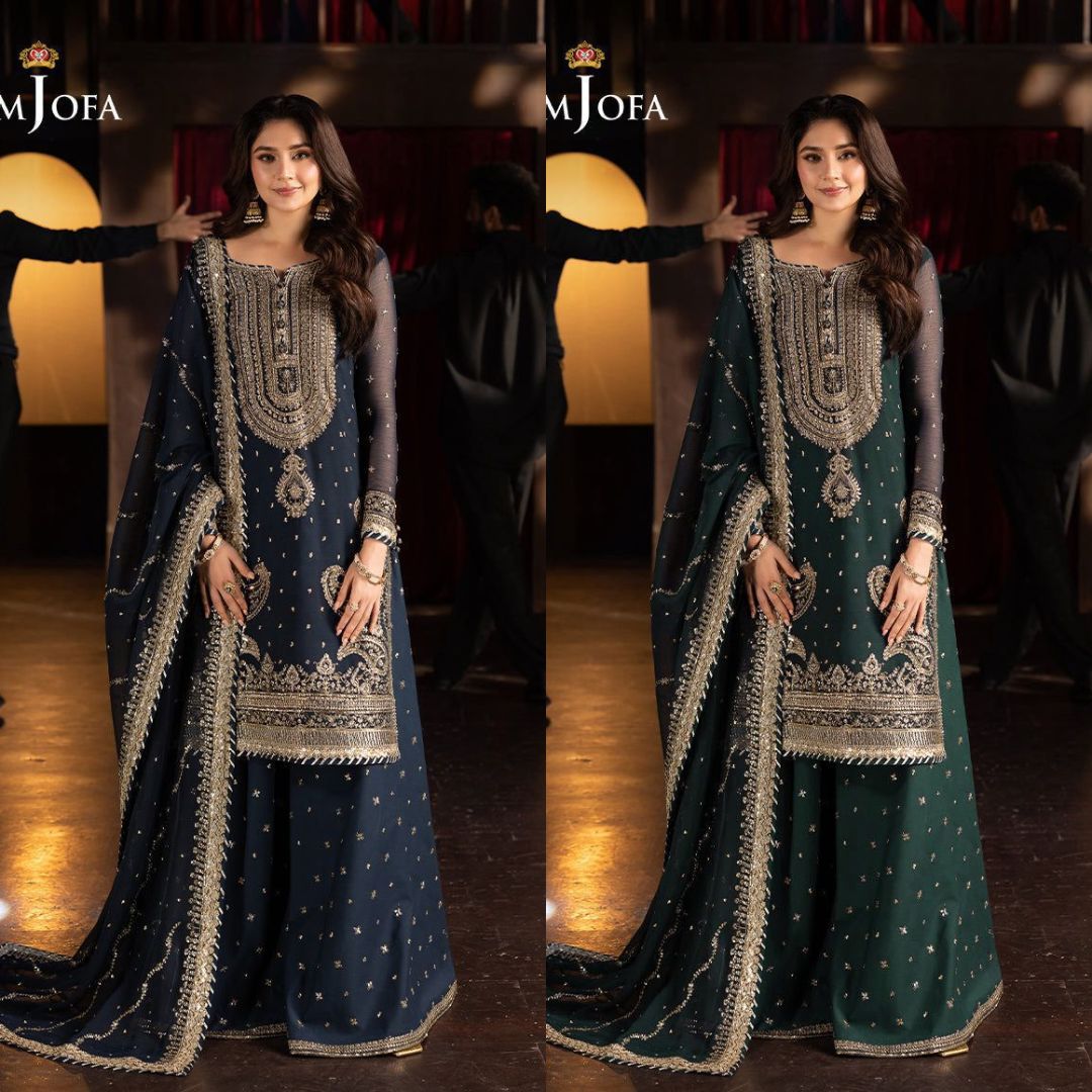3PIECE Luxury Embroidered Collection With Chiffon Embroidered Dupatta