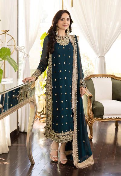 Asim Jofa Premium Chiffon Ensemble - Heavy Embroidered 3PC Luxury Suit in three Different colours