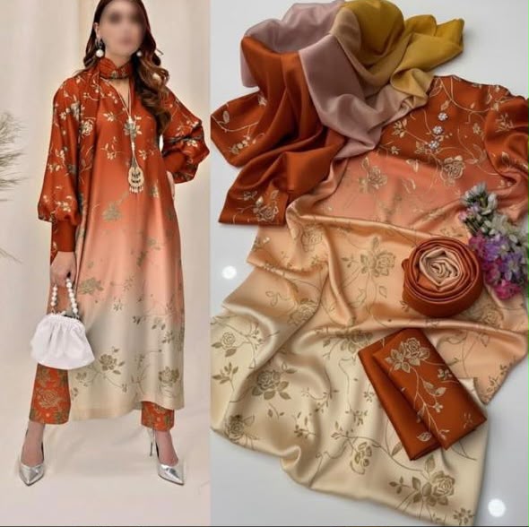 3PIECE Luxury Digtal printed Shamoz Silk