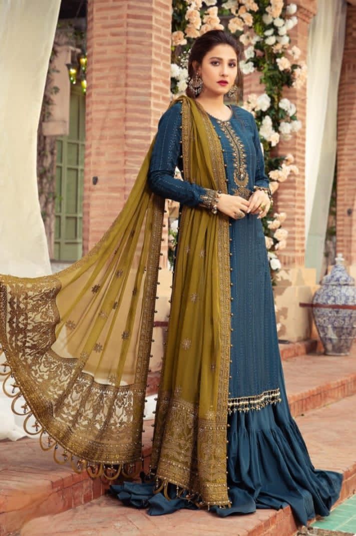 3PIECE Luxury Embroidered Sequence with Chiffon Embroidered Dupatta