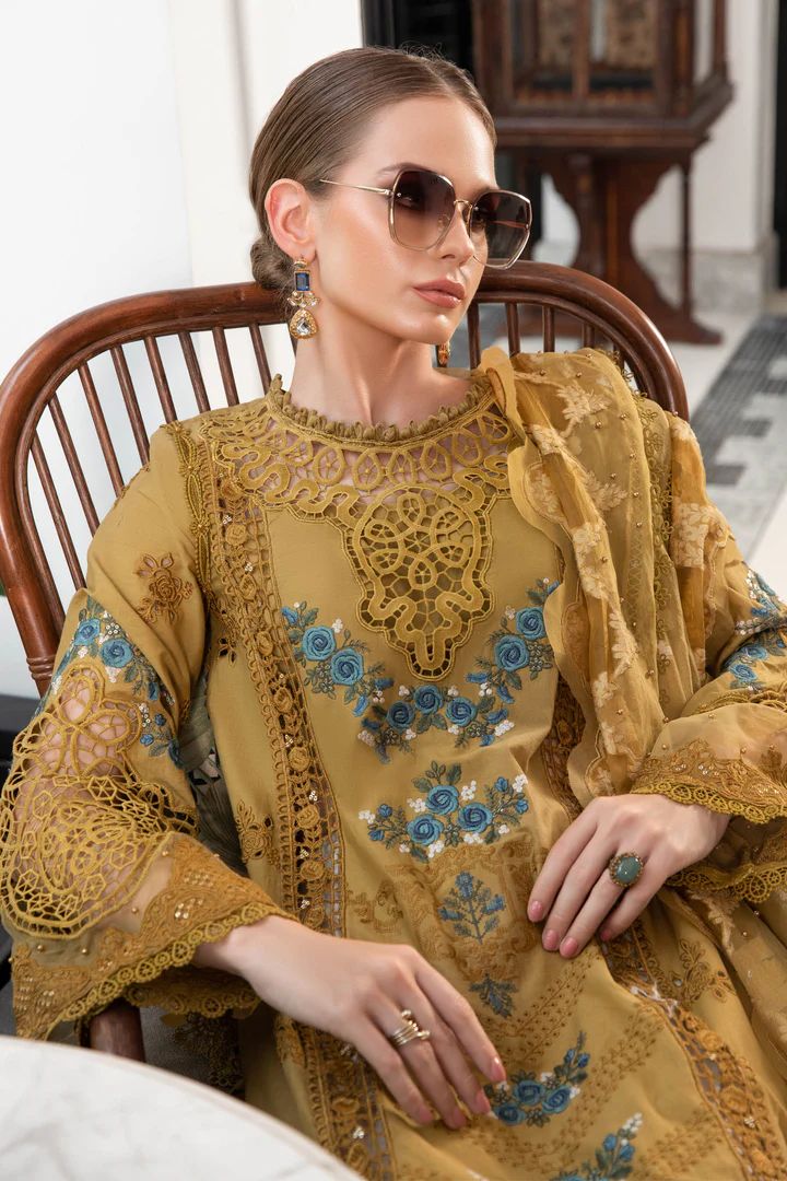 Maria B Premium Lawn 3PC Suit - Heavy Chikankari Embroidery & Cutwork Ensemble
