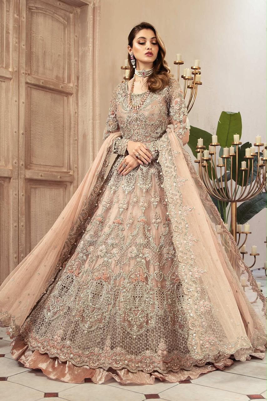 3PIECE Luxury Embroidered Net Maxi With Heavy Embroidered Sequence and Pearls Work