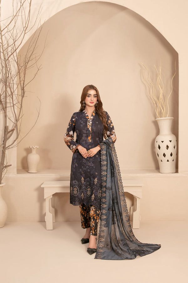 Tawakkal Premium Lawn 3PC Suit - Heavy Chikankari & Laserkari Ensemble