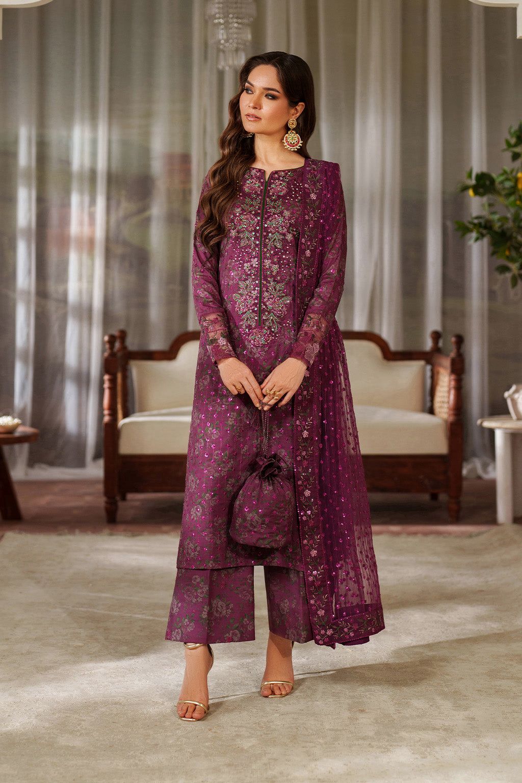Iznik Premium Printed Lawn 3PC Suit - Elegant Embroidered Formal Ensemble
