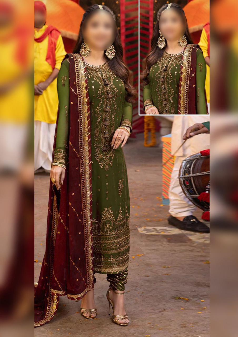 3PIECE Luxury Embroidered Sequence with Chiffon Duppta