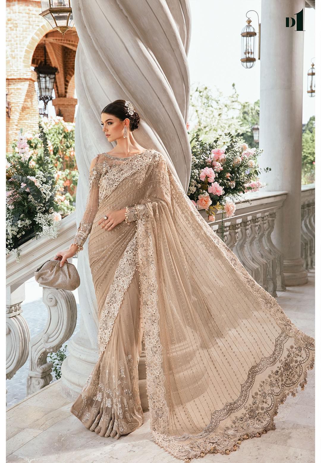 Party wear Net Saree Exclusive Fancy Collection with Heavy Embroidered Cutwork and Tussels