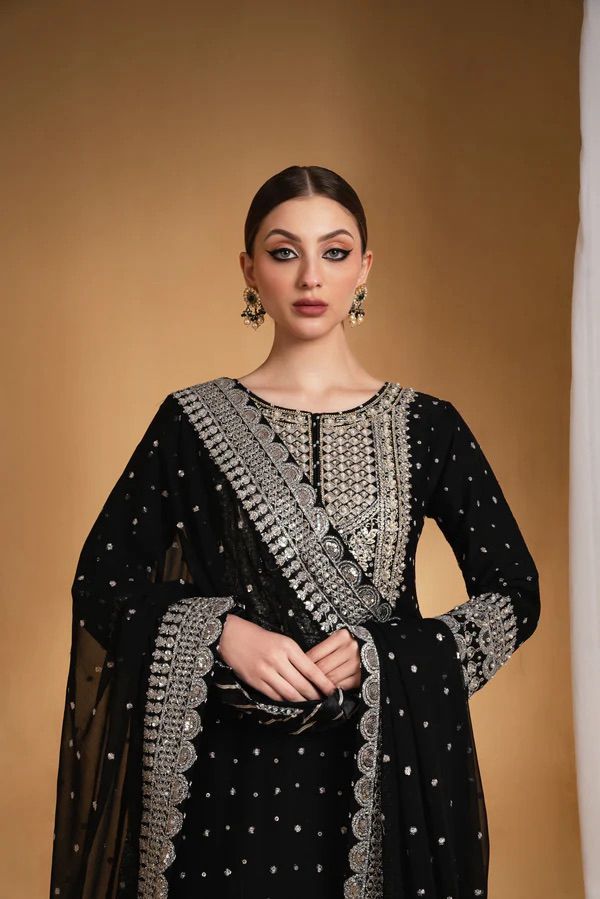 Asim Jofa Chandani Luxury Chiffon Collection - Heavy Spangle Work 3PC Formal Suit