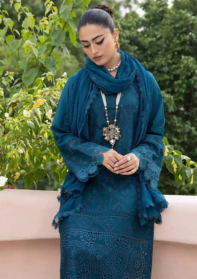 Khaaf Premium Lawn 3PC Suit in Two Different Colors- Heavy Chikankari Embroidered Formal Ensemble
