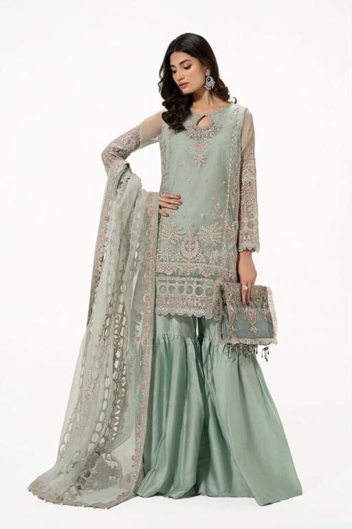 Maria B Premium Organza 3PC Suit - Heavy Adda Work Embroidered Formal Ensemble