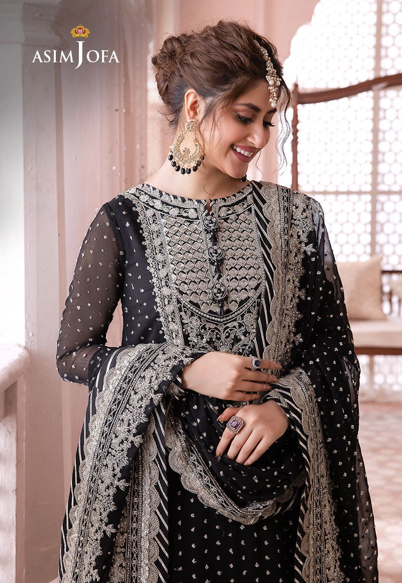 Asim Jofa Chandani Luxury Chiffon Collection - Heavy Spangle Work 3PC Formal Suit