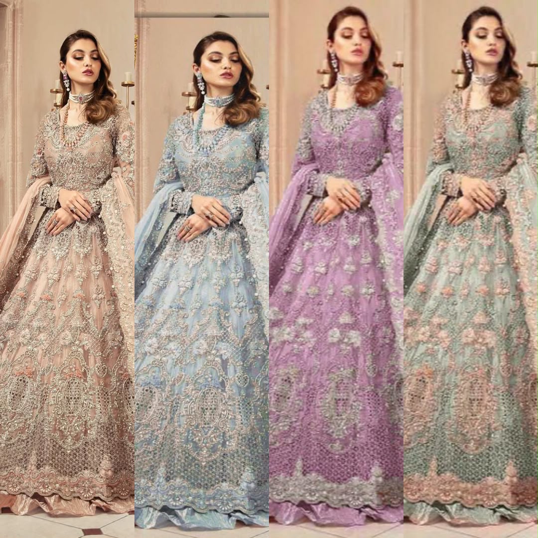 3PIECE Luxury Embroidered Net Maxi With Heavy Embroidered Sequence and Pearls Work