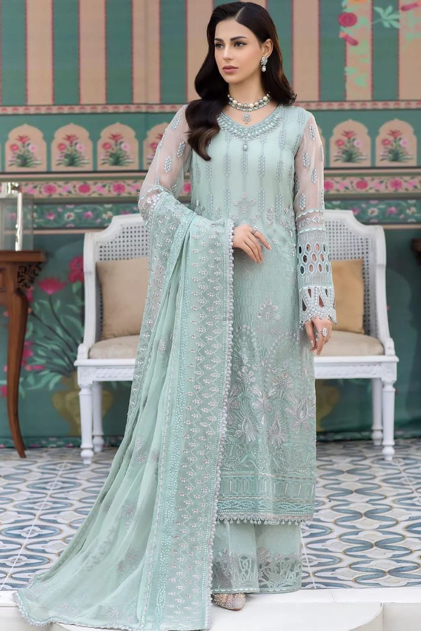 3PIECE Luxury Embroidered Organza Suit