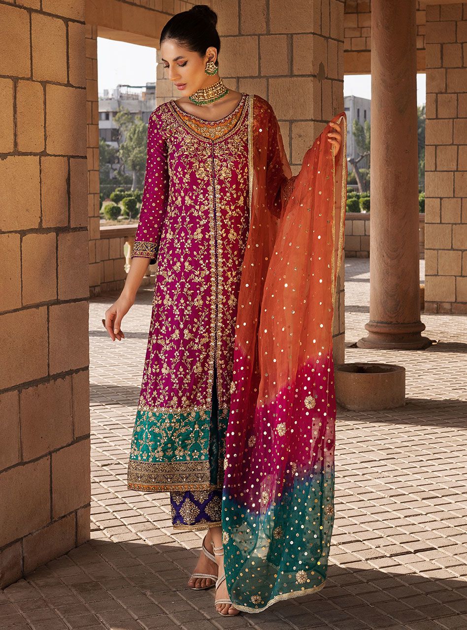 Zainab Chottani Luxury Wedding Edition 3PC Suit - Handwork Embroidered Chiffon Ensemble