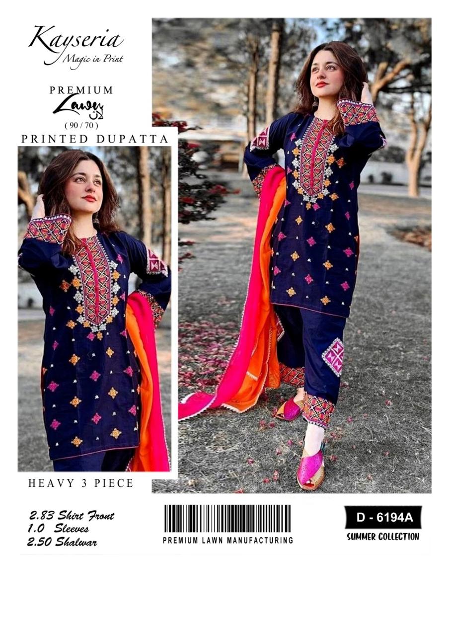 3PIECE Embroidered Summer Suit