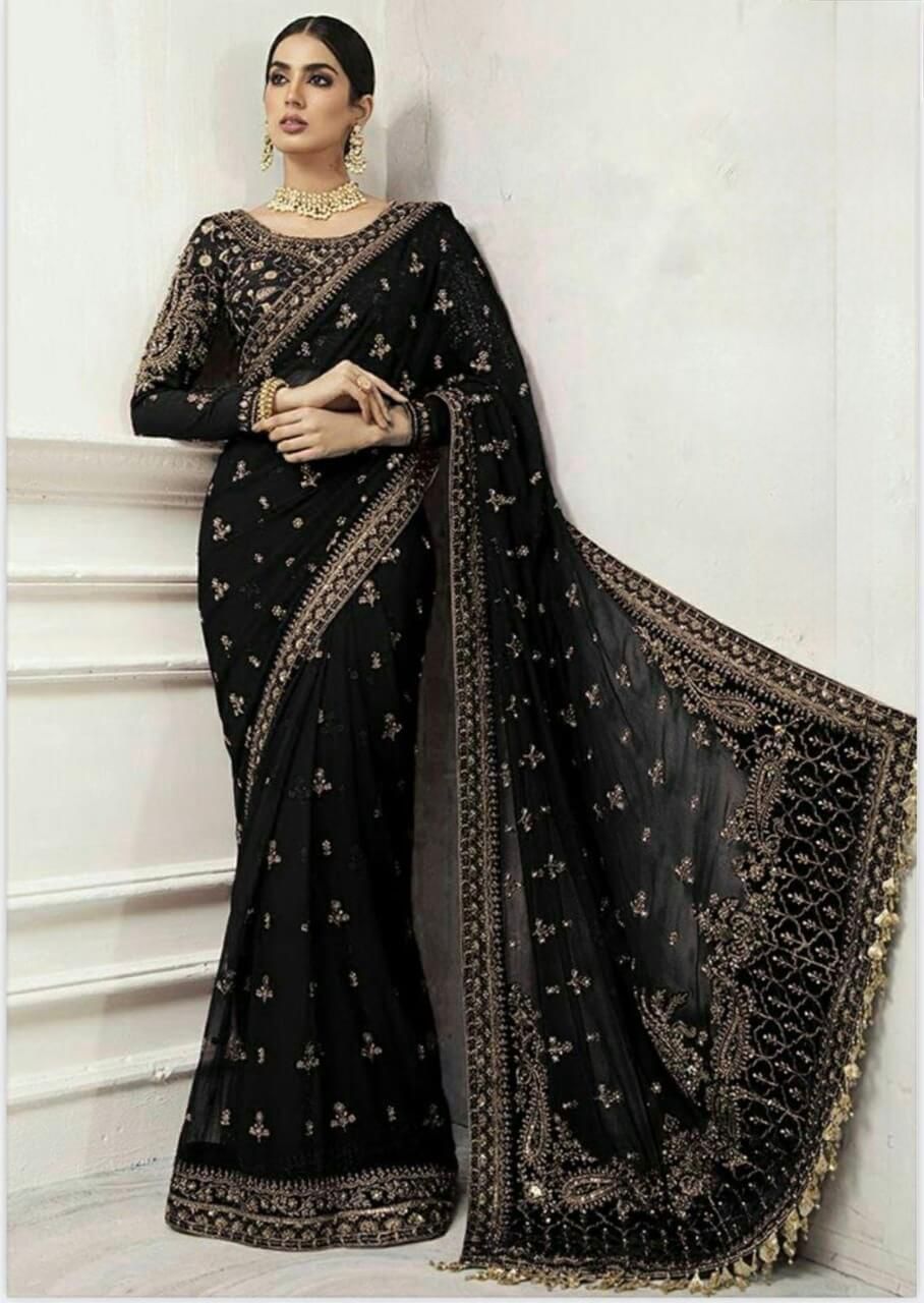 Party wear Net Saree Exclusive Fancy Collection with Heavy Embroidery Sequence and Stone Work
