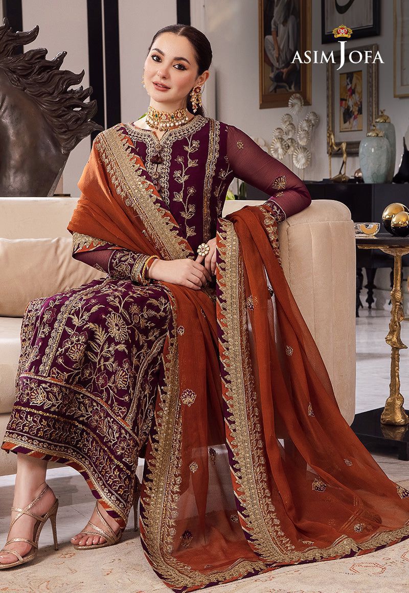 Asim Jofa Rang-e-Noor Premium Chiffon - Heavy Spangle Work 3PC Luxury Suit