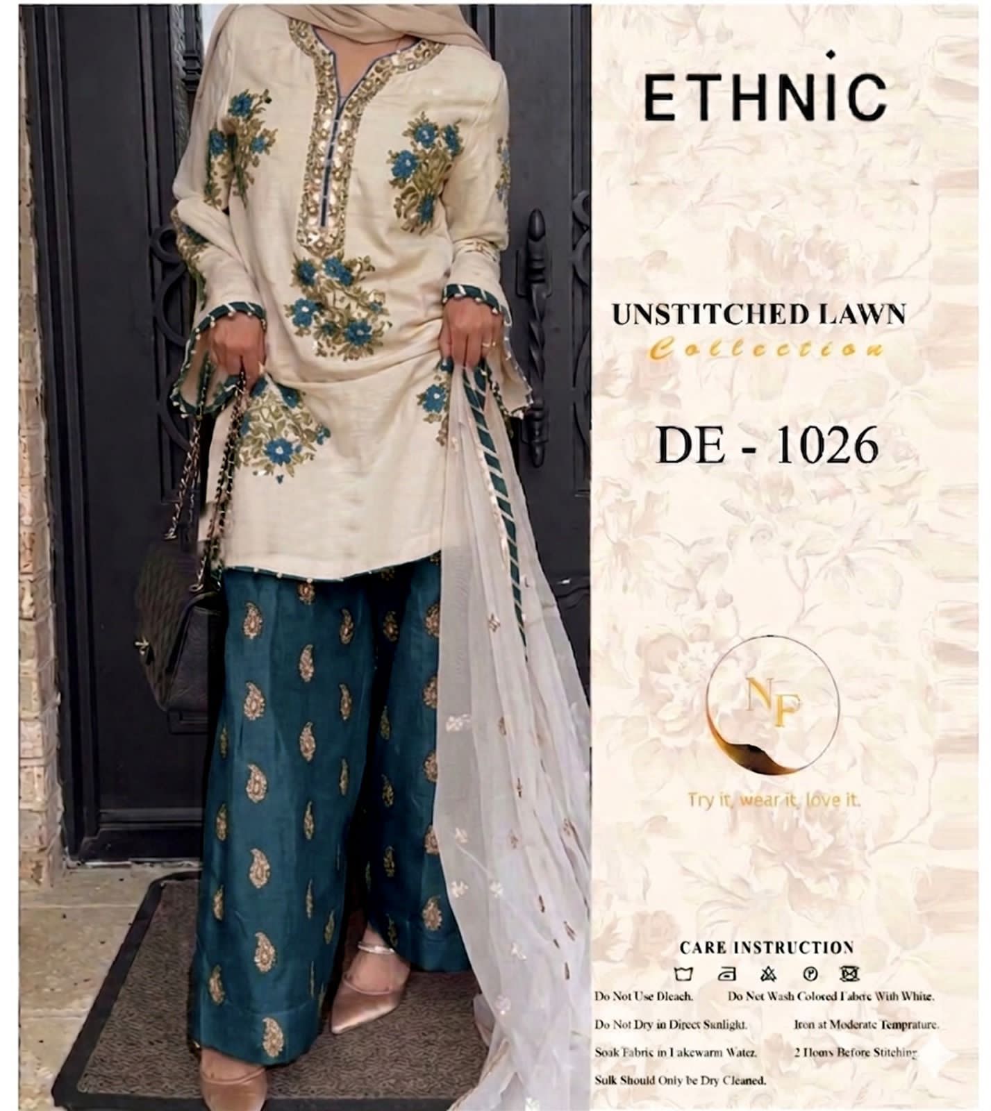 3PIECE Embroidered Summer Suit
