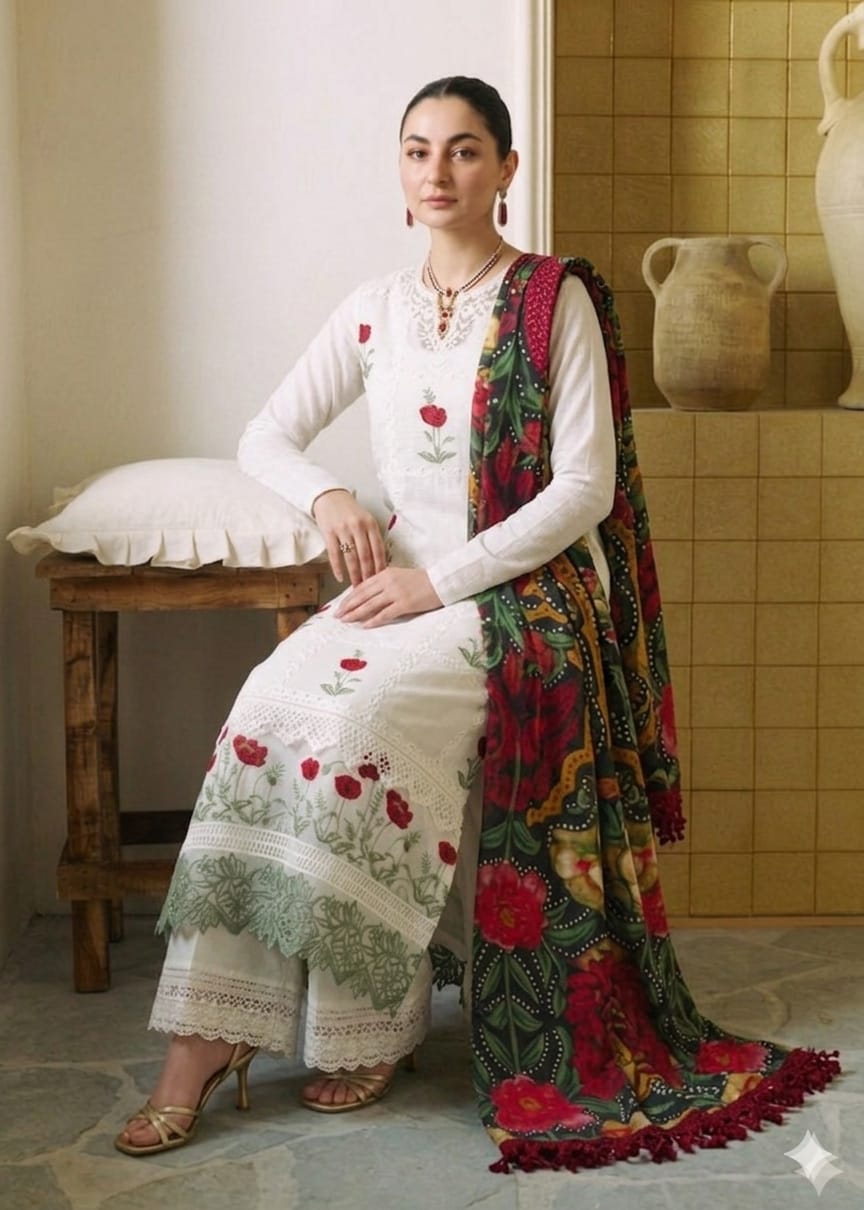 3PIECE Luxury Embroidered Chikenkari Collection