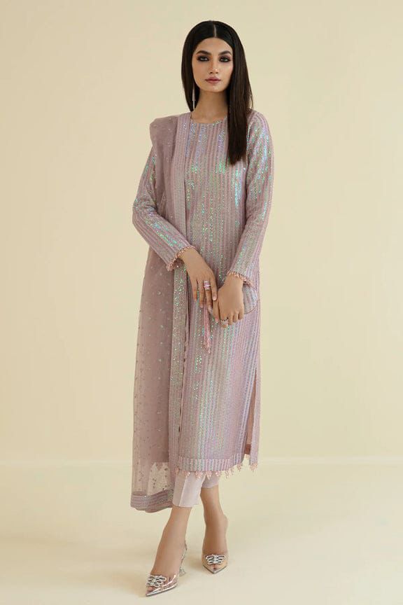 Baroque Premium Chiffon Ensemble - Heavy Sequence Embroidered 3PC Luxury Suit in Two Different Colours