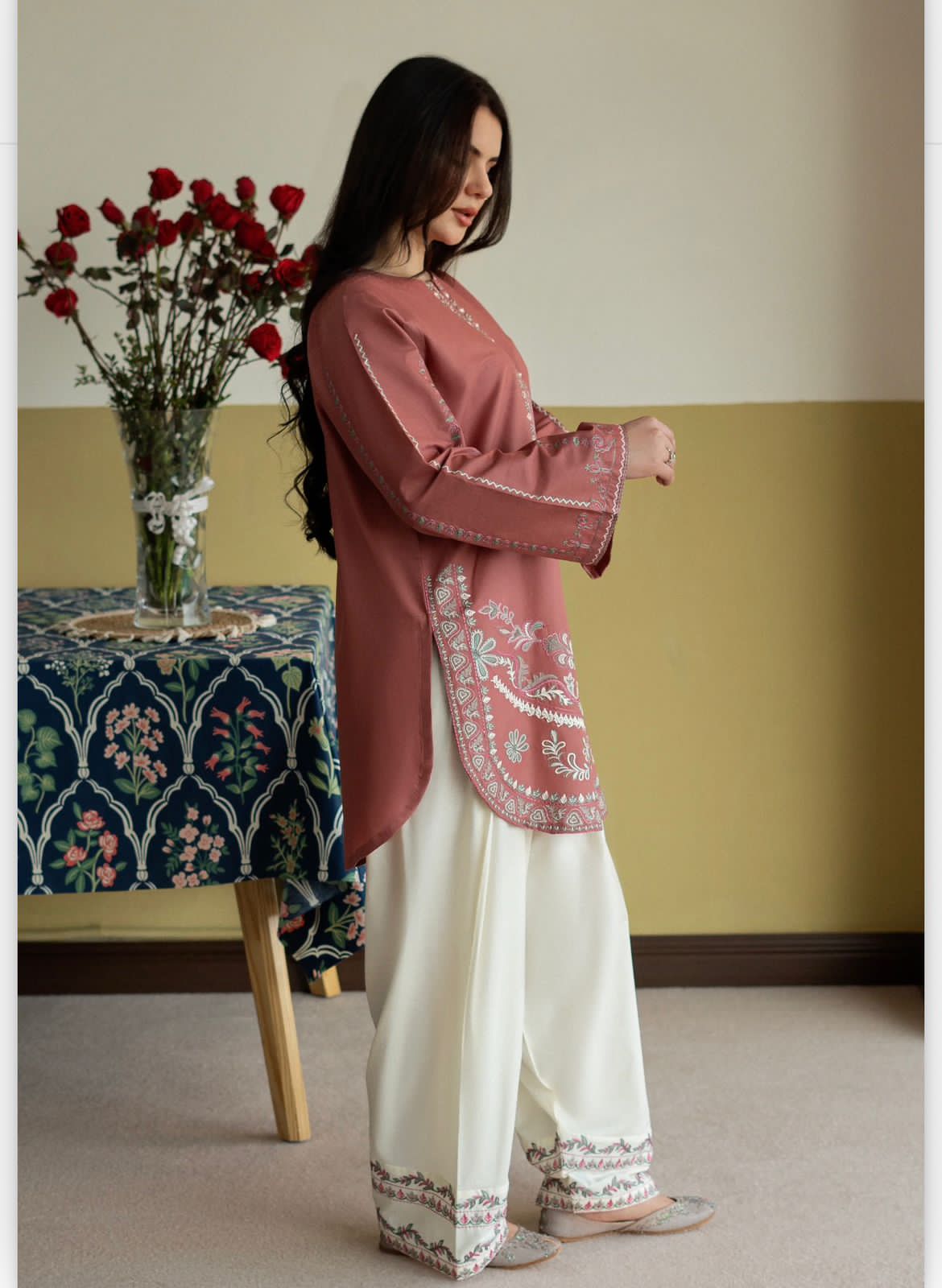2PC Embroidered Summer Suit