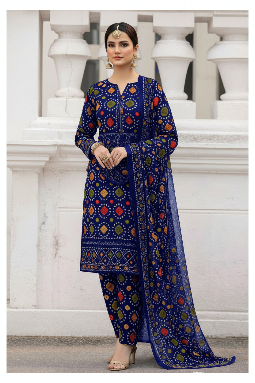 Aneela's Premium Printed Lawn 3PC Suit in Two Different Colors - Festive Embroidered Ensemble