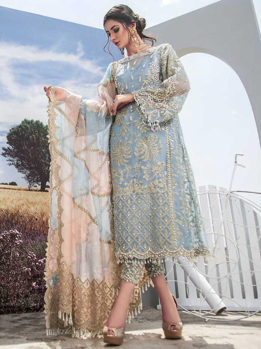 3PIECE Luxury Embroidered Organza,Net Duppta
