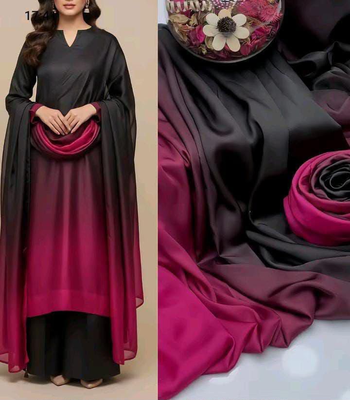 3PIECE Luxury Digtal printed Shamoz Silk