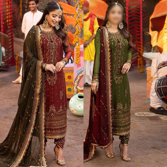 3PIECE Luxury Embroidered Chiffon Suit
