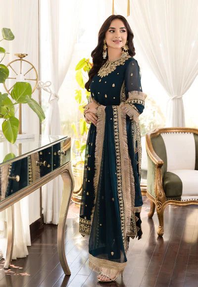 Asim Jofa Premium Chiffon Ensemble - Heavy Embroidered 3PC Luxury Suit in three Different colours