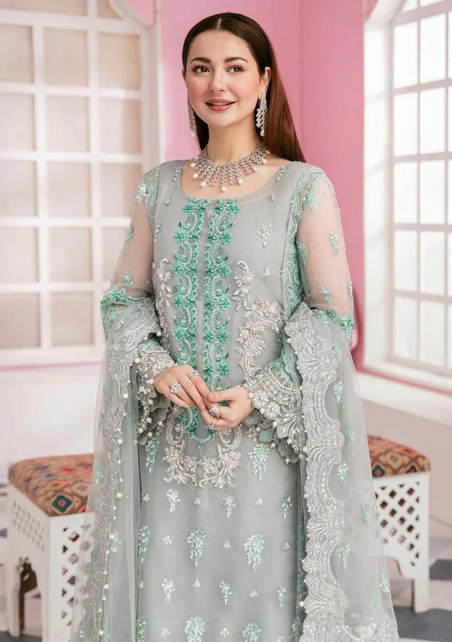 3PIECE Luxury Embroidered Organza