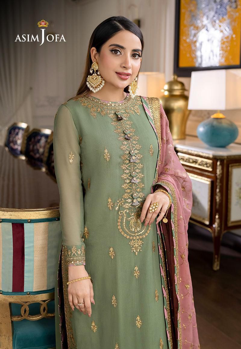 Asim Jofa Premium Chiffon Ensemble - Heavy Embroidered Luxury 3PC Suit