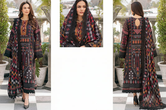 Ittehad Premium Embroidered 3-Piece Summer Suit - Signature Edition