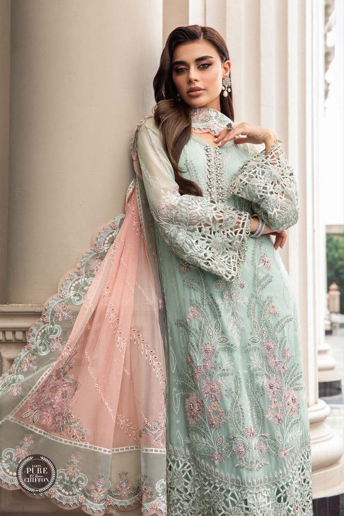 Maria B Couture Luxury Chiffon 3PC Suit - Heavy Spangle & Hand Embellished Formal Ensemble