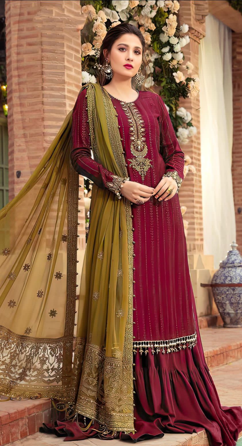 3PIECE Luxury Embroidered Sequence with Chiffon Embroidered Dupatta