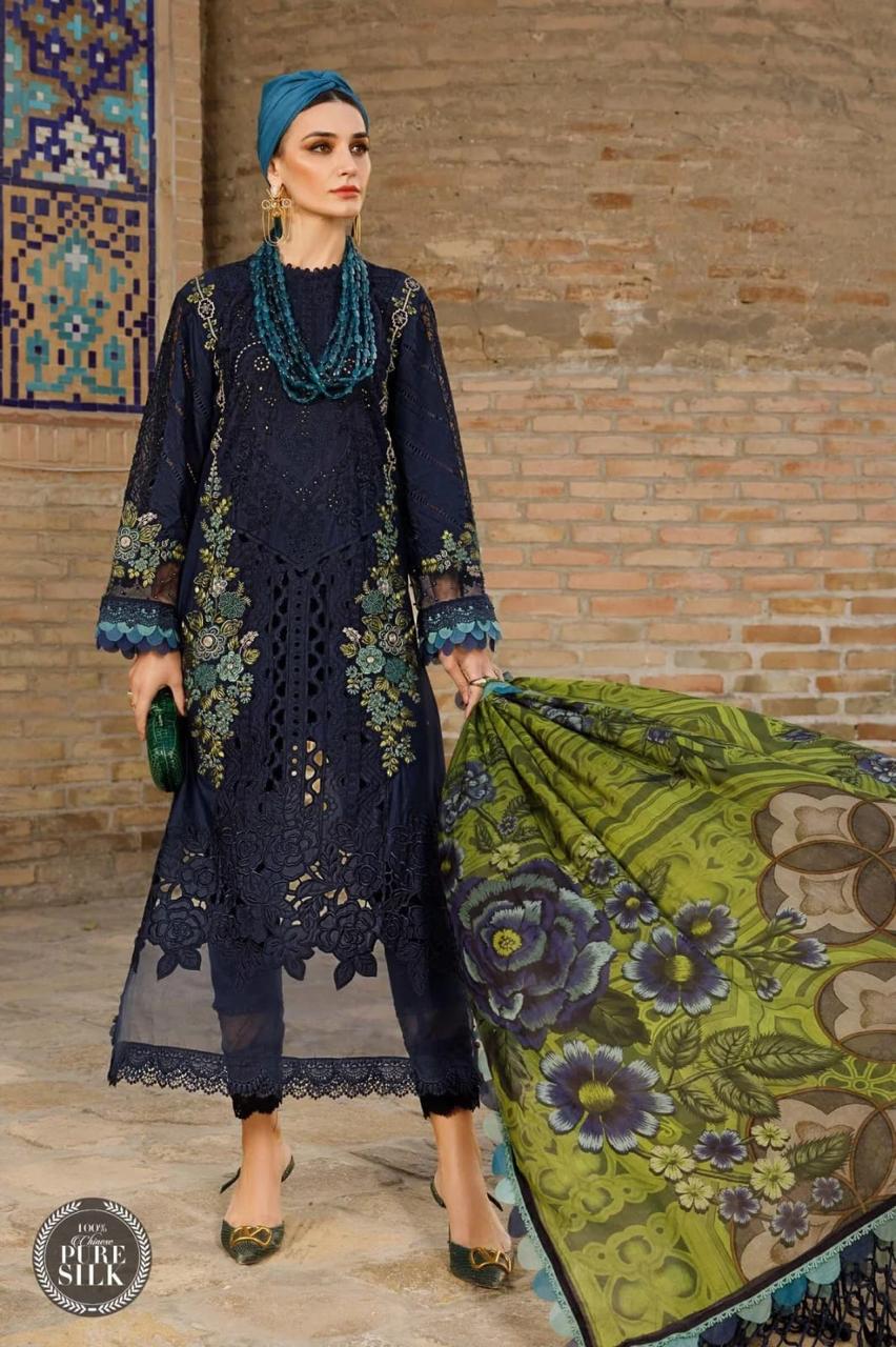 Maria B Luxury Chikankari 3PC Suit - Premium Cotton & Silk Ensemble