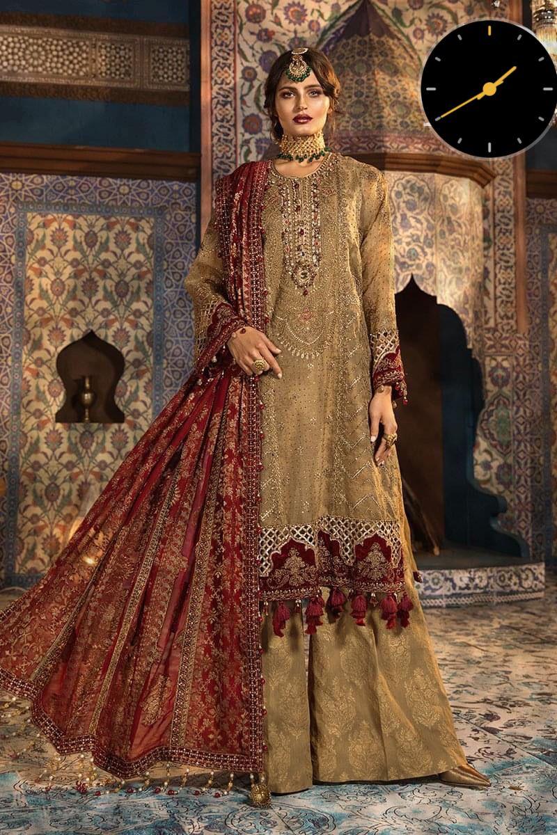 Premium Luxury Embroidered Net 3PC Suit - Hand-Embellished Festive Ensemble