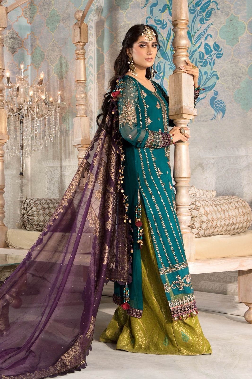 Maria B Luxury Chiffon 3PC Suit - Heavy Embroidered Wedding Ensemble