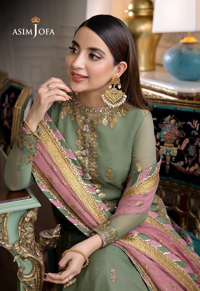 Asim Jofa Premium Chiffon Ensemble - Heavy Embroidered Luxury 3PC Suit
