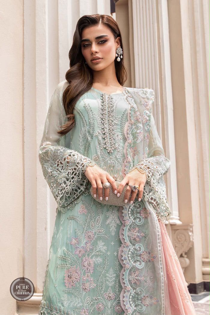 Maria B Couture Luxury Chiffon 3PC Suit - Heavy Spangle & Hand Embellished Formal Ensemble