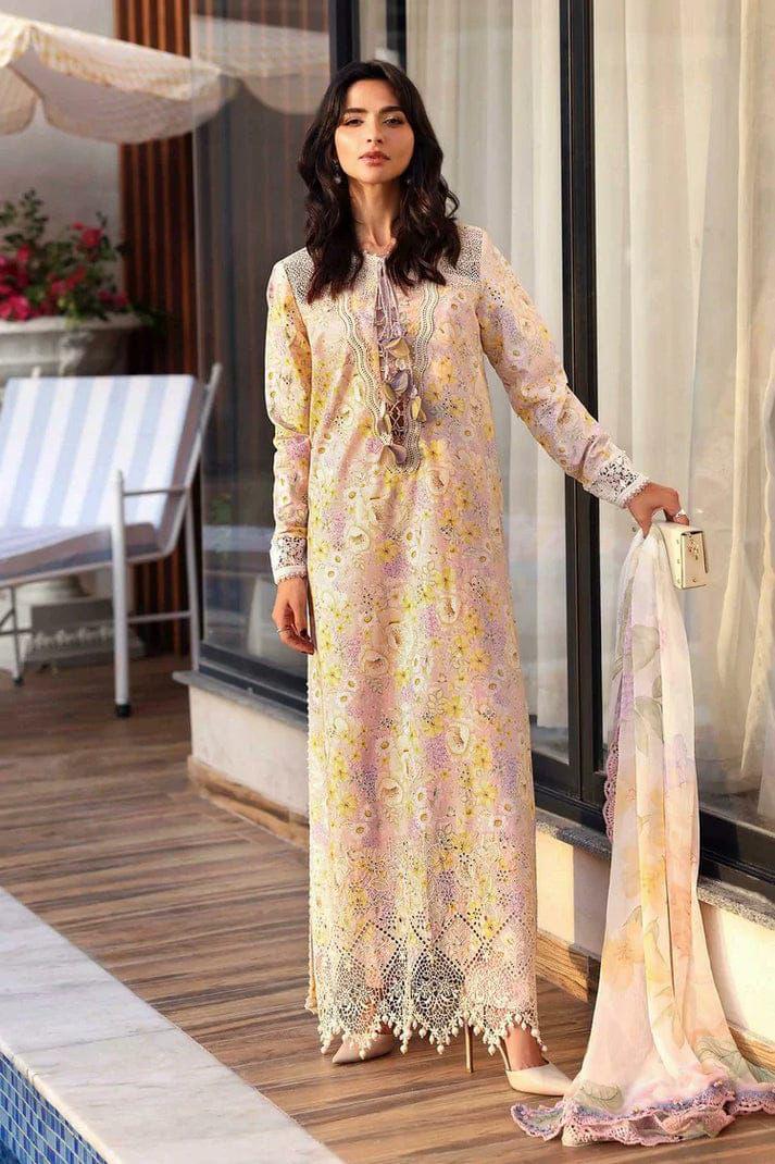 Maria B M Print Vol-02 - Scifflie Embroidered Lawn 3PC Suit in Two Different Colors
